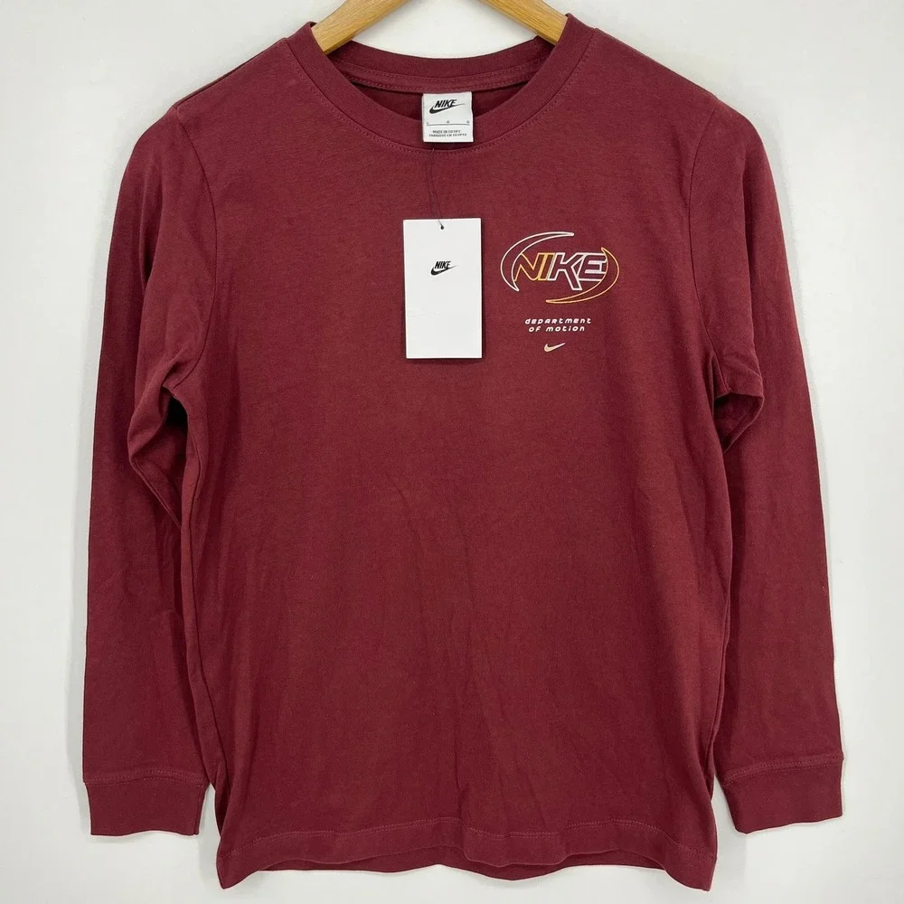 Nike Kids Department of Motion Long Sleeve T-Shirt Burgundy Size L New NWT